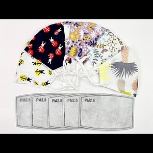 Set of 5 Kids Pure Cotton Double Layer Face Mask